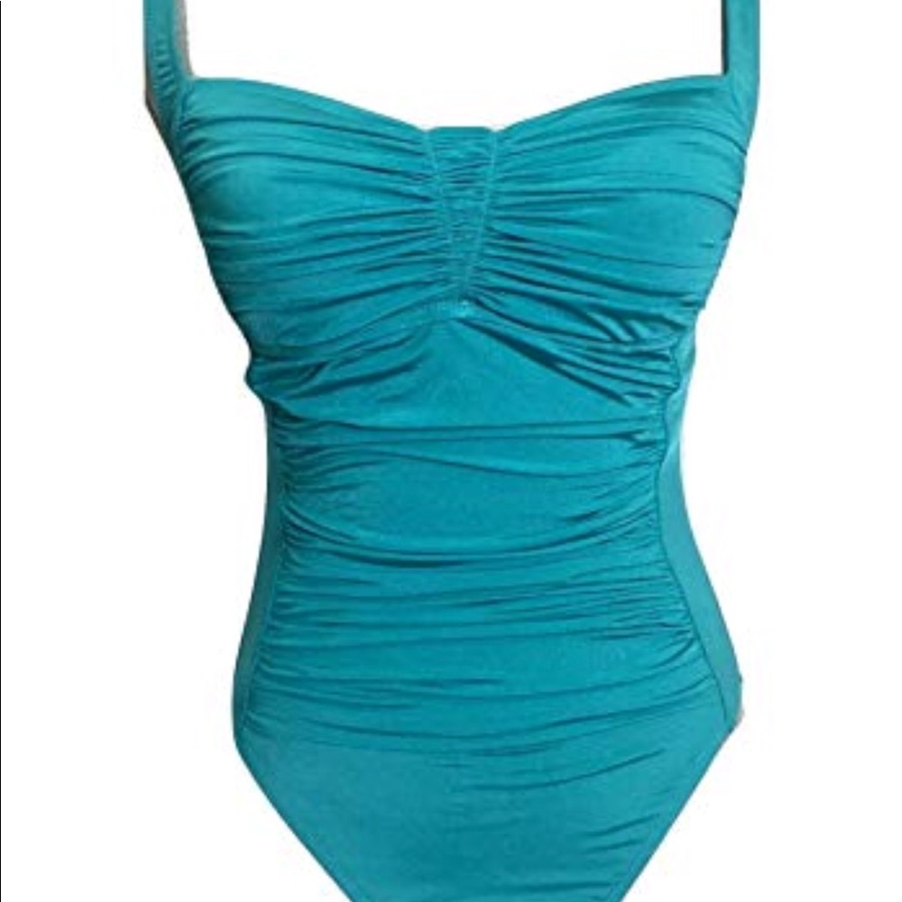 La Blanca turquoise one piece bathing suit